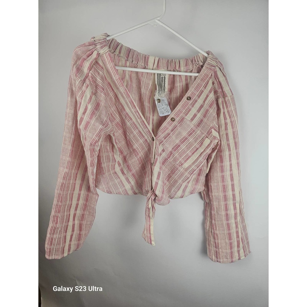 Free People, long sleeve button up, crop top